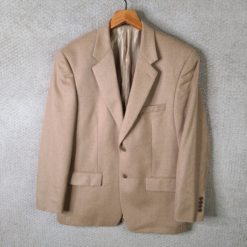 Tasso Elba Jacket Mens 42R Tan 100% Camel Hair Blazer 2 Button Sport Coat‎